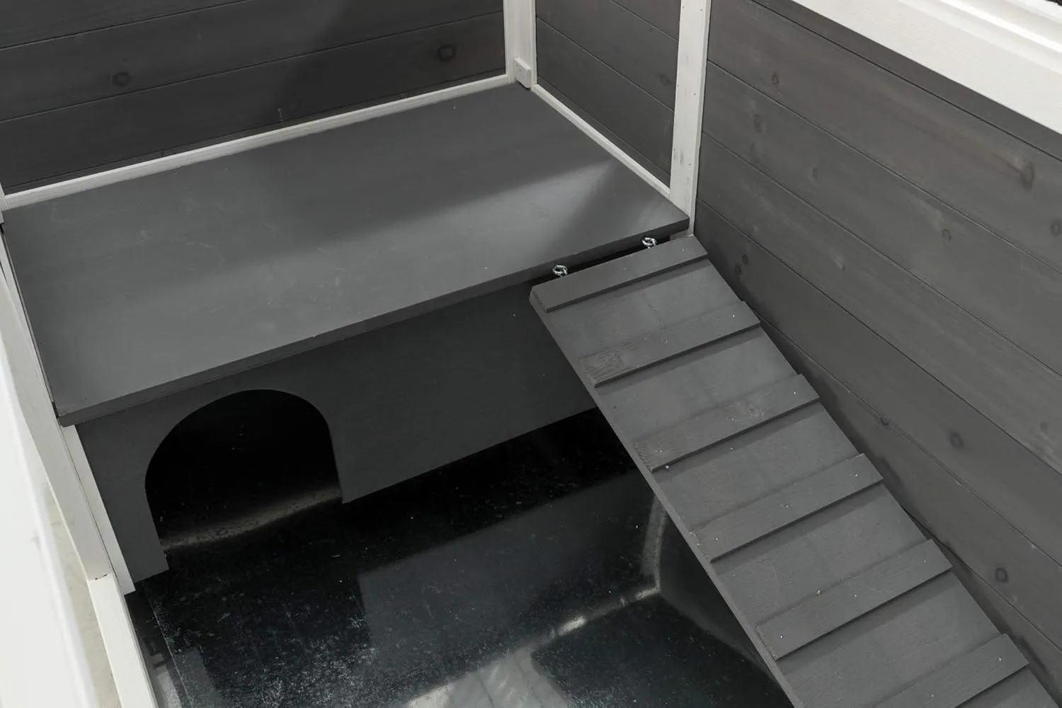 TRIXIE Natura Small Indoor Rabbit Hutch, Pet House for Rabbits and Guinea Pigs, Bunny Cage on Wheels, Pull Out Tray