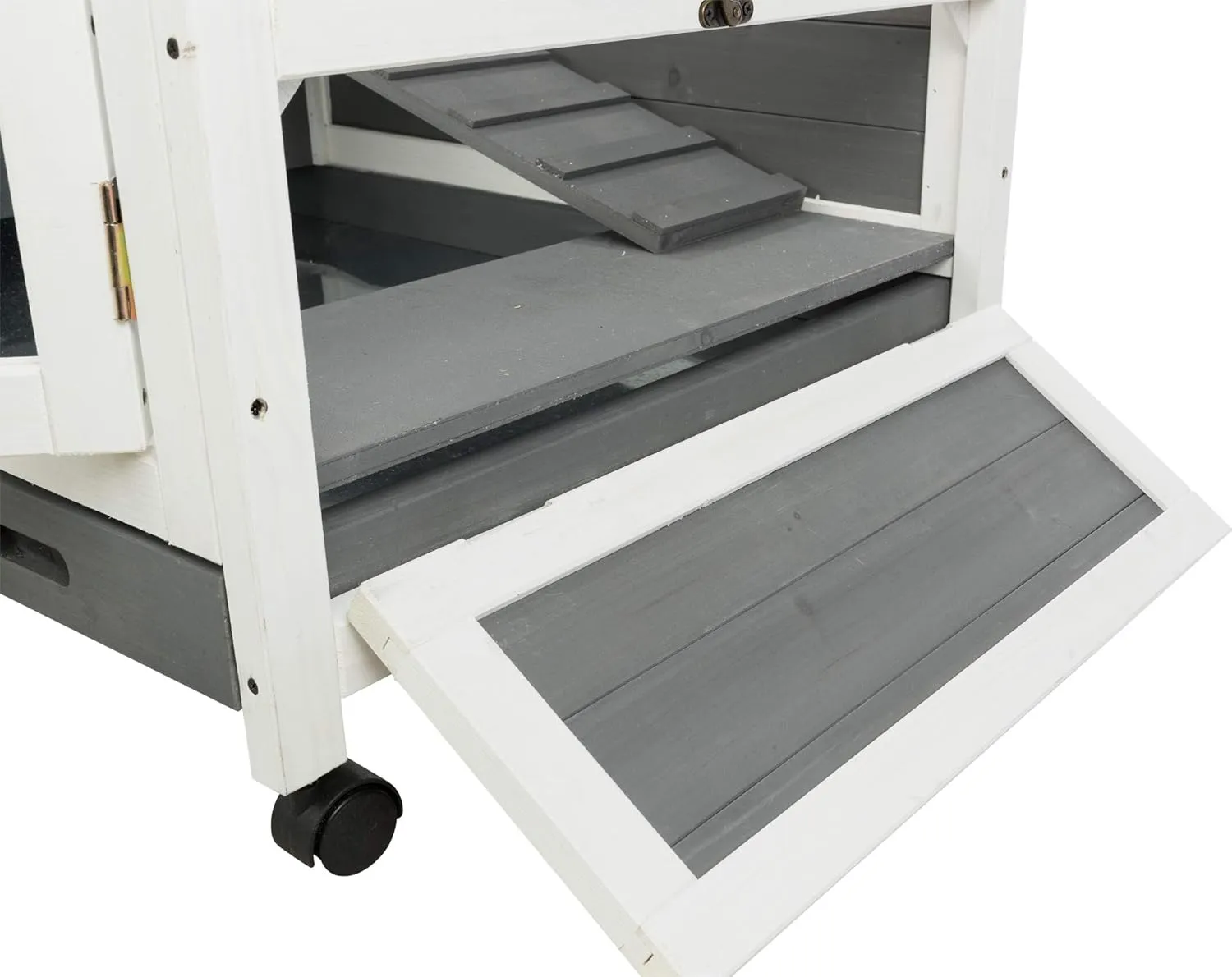 TRIXIE Natura Small Indoor Rabbit Hutch, Pet House for Rabbits and Guinea Pigs, Bunny Cage on Wheels, Pull Out Tray