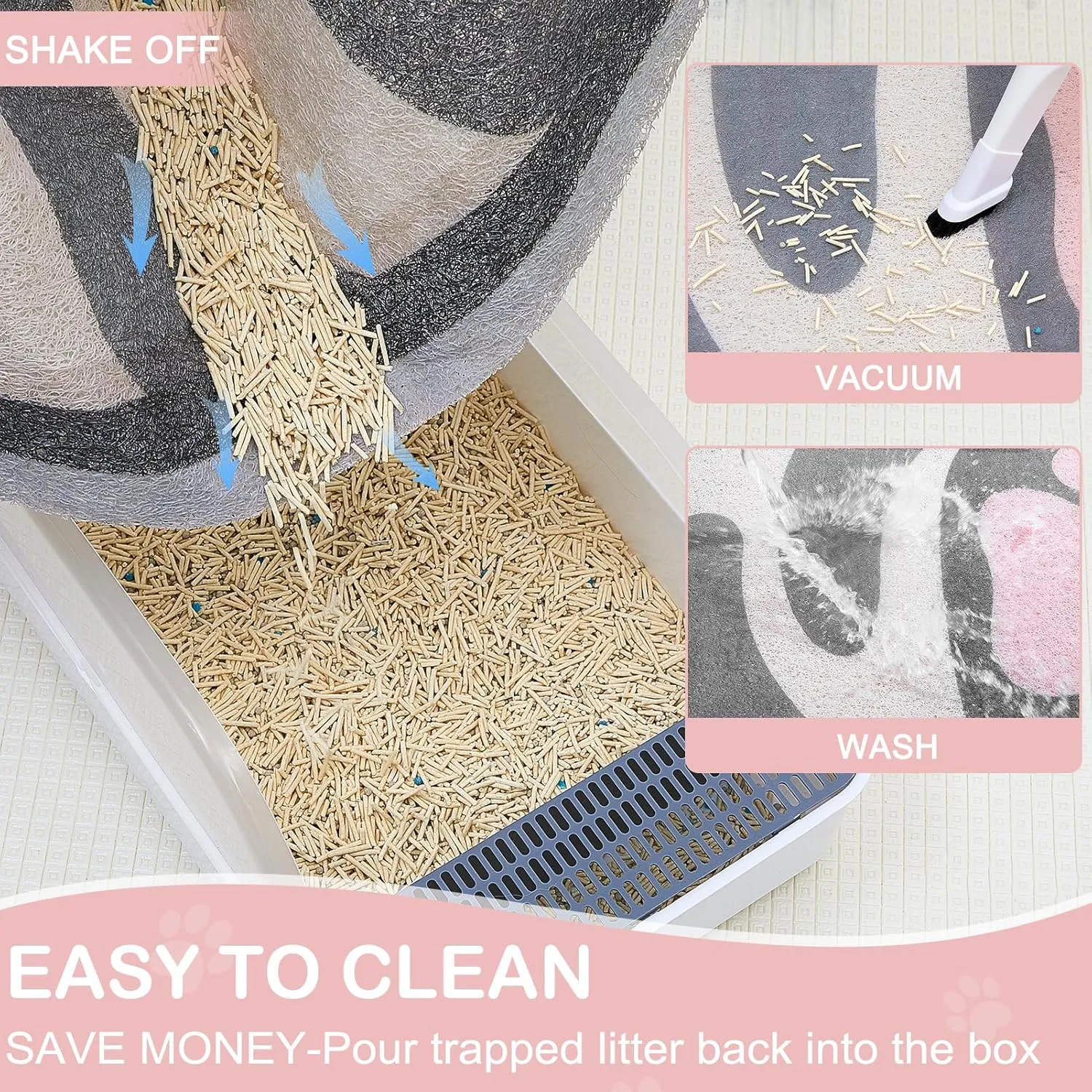 Unicorn Catcher Cat Litter Mat Quality Litter Box Mat Large Non-Slip Mat Cute Litter Trapping Mat Soft Cat Food Mat Easy to Clean