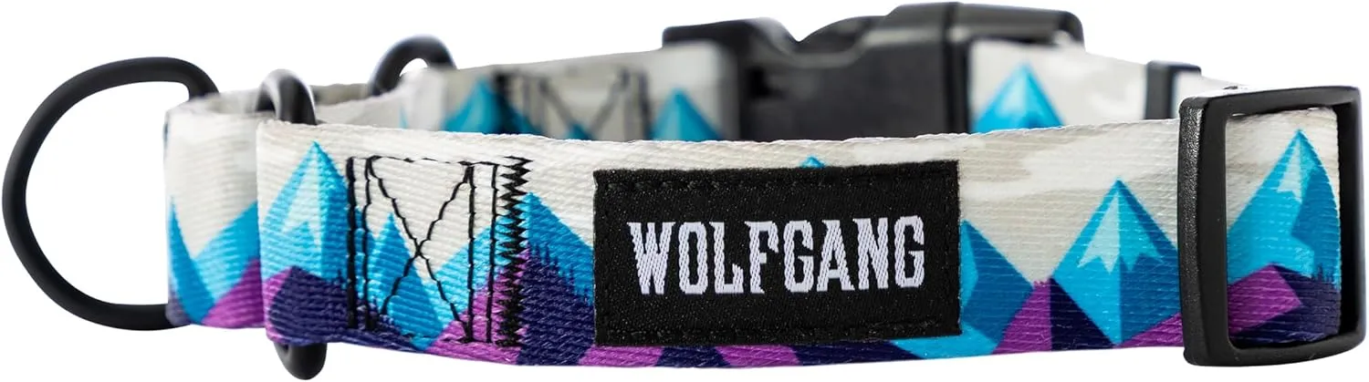 Wolfgang Heavy Duty Martingale Dog Collar with Quick Release Nylon Buckle for Walking & Training, RockyPeaks Print, Large