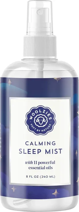 Woolzies Calming Sleep Mist | 100% Natural Hypoallergenic Essential Oil Pillow Spray | Relaxing & Comforting | 8 FL OZ