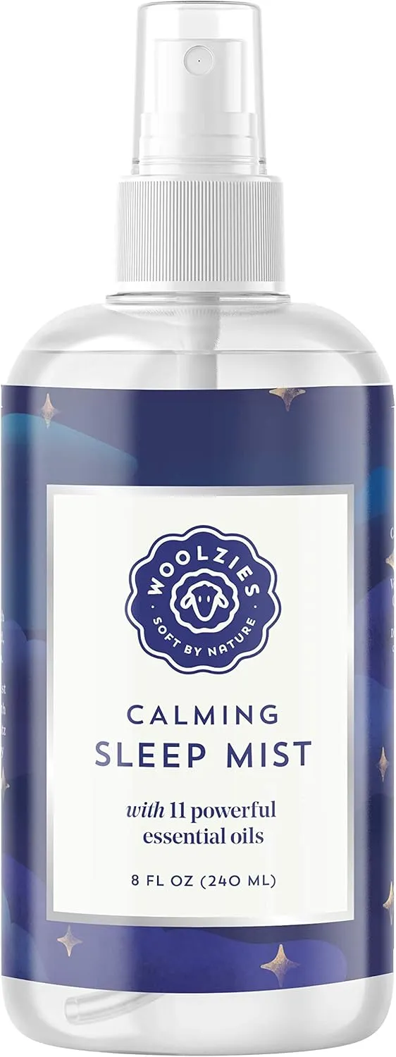 Woolzies Calming Sleep Mist | 100% Natural Hypoallergenic Essential Oil Pillow Spray | Relaxing & Comforting | 8 FL OZ
