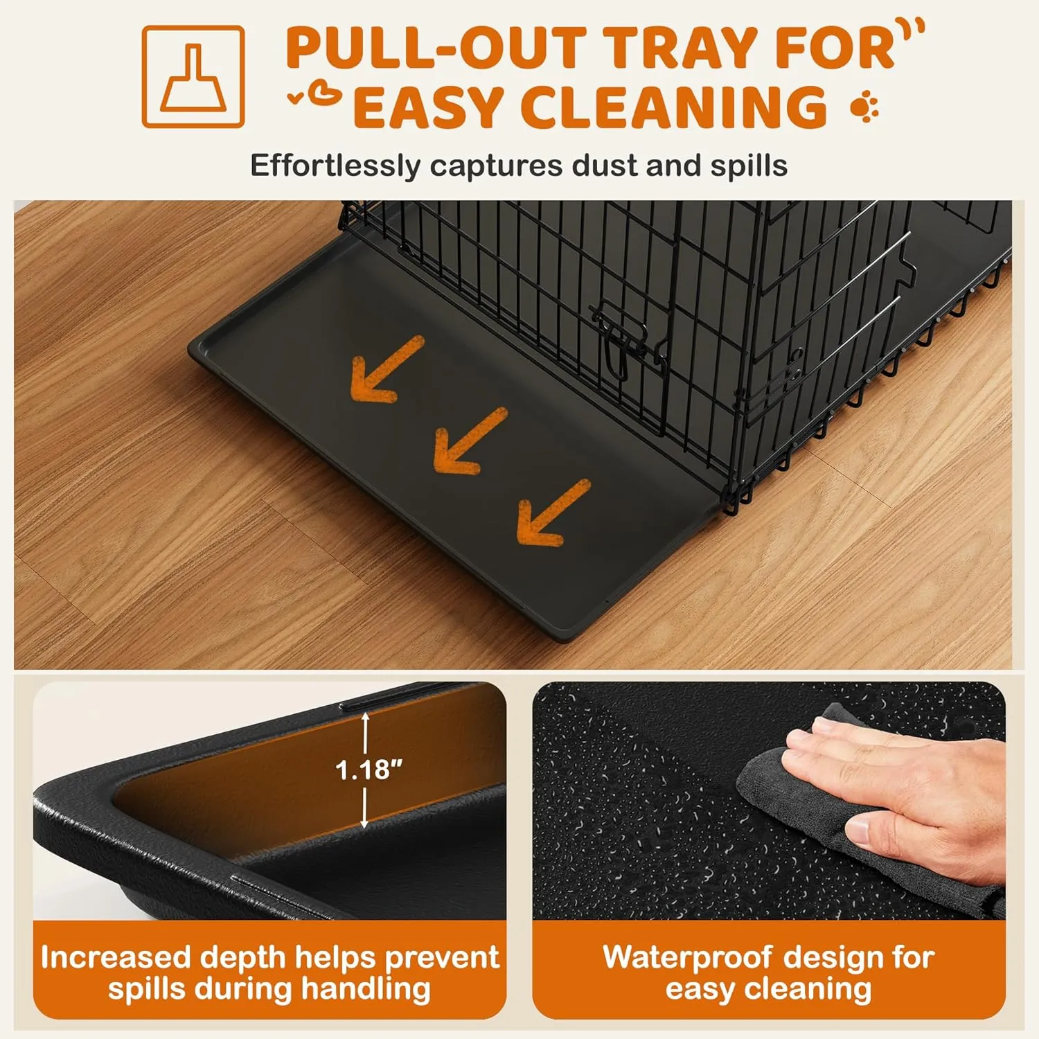 Yaheetech 48 inch Double Door Dog Crate w/Divider for Puppy to Adult Large Collapsible Metal Crate with Removable Tray XXL Wire Dog Kennel Pet Crate for Dogs Portable Travel Cage, Black