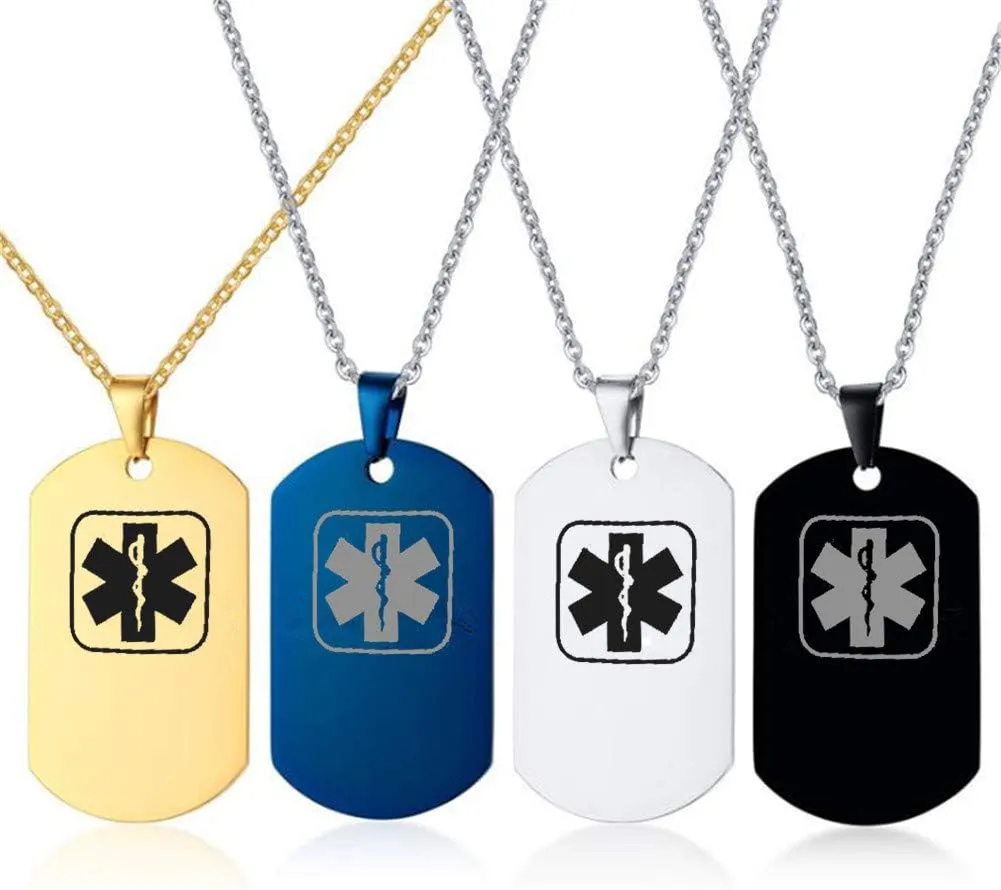 ZKXXJ Free Engraving Medical Necklace for Men Women Stainless Steel Custom Medical Alert ID Necklaces Dog Tag Pendant Sos Emergency Necklace Health Allergy Awareness Jewelry