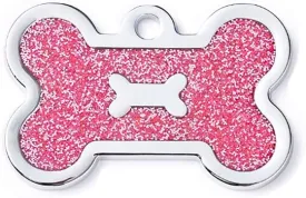 ZKXXJ Zinc Alloy Dog Tags Personalized for Pets - Bone Shape Custom Text Pet ID Tag Label - Engraved Dog Tags and Cat Tags,Glitter Powder,Multiple Colour
